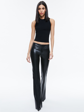 BLACK-OLIVIA VEGAN LEATHER BOOTCUT PANT