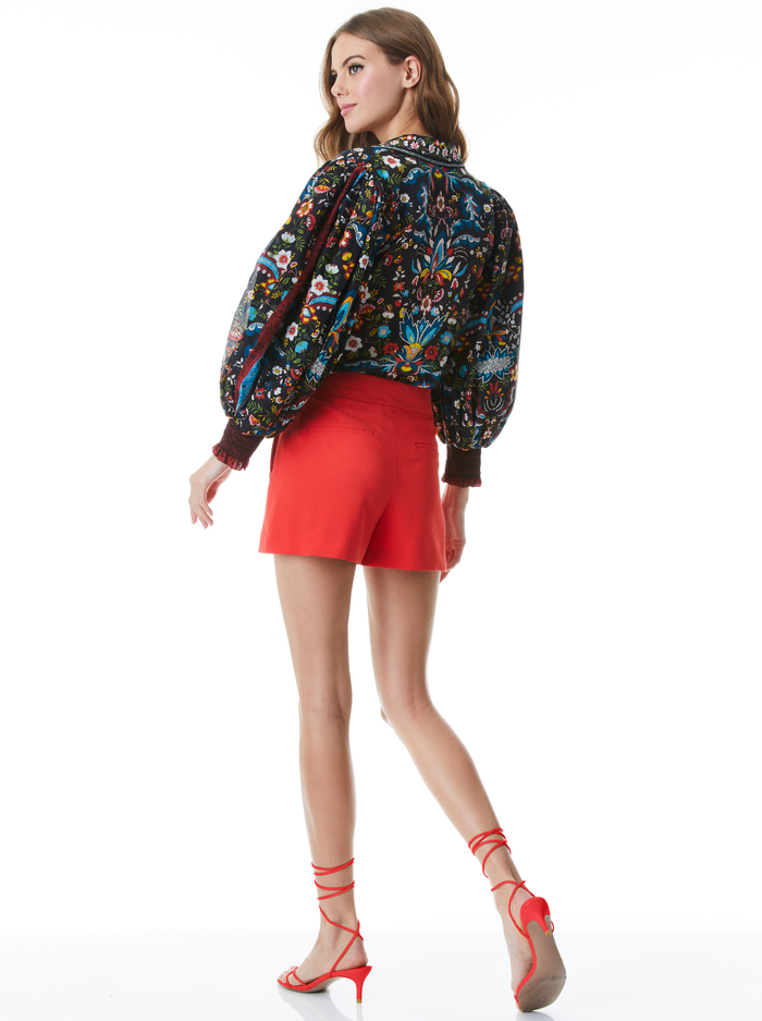 DYLAN HIGH WAISTED PINTUCK SHORT - BRIGHT POPPY image 1 - Alice And Olivia