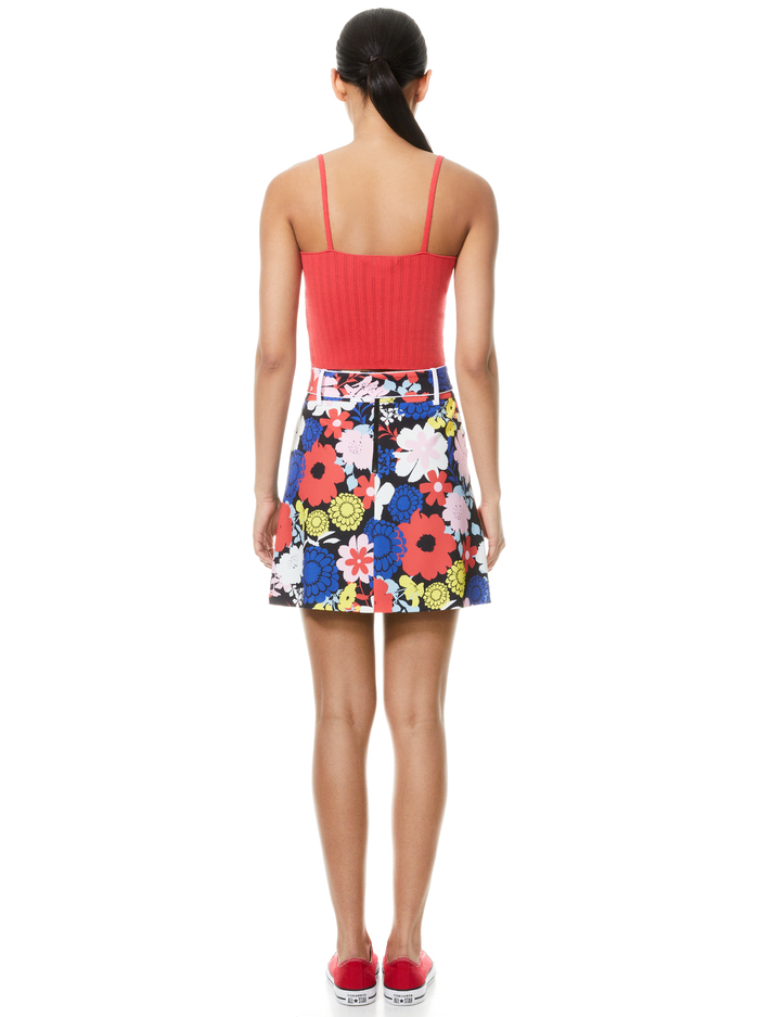 FREYA FLORAL MINI SKIRT - ONE LOVE FLORAL/OFF WHT image 1 - Alice And Olivia