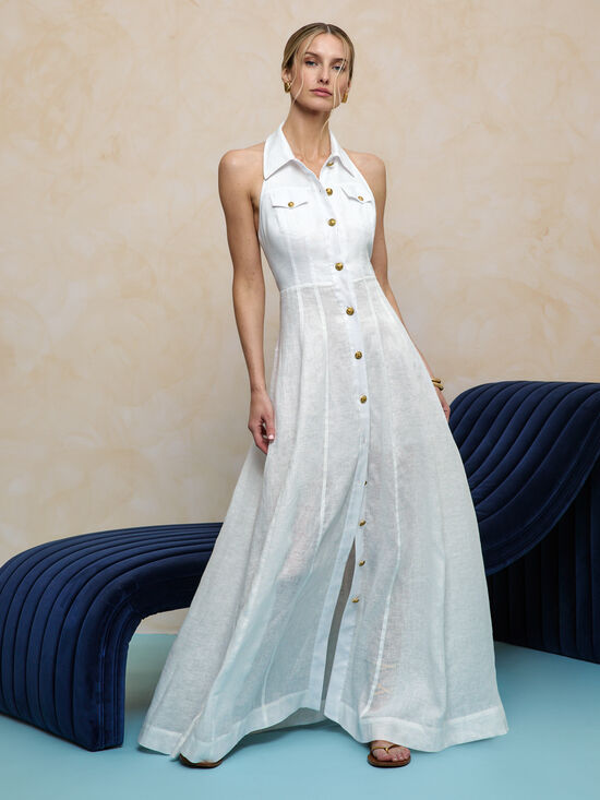 KENDALL LINEN MAXI DRESS in OFF WHITE | ALICE + OLIVIA