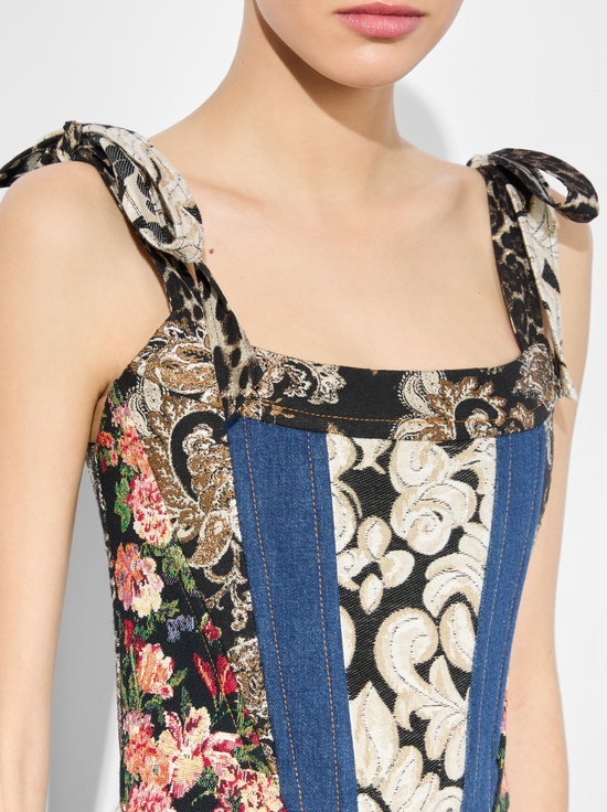 LOLA BLUE/MULTI-CLARA BOW STRAP BUSTIER