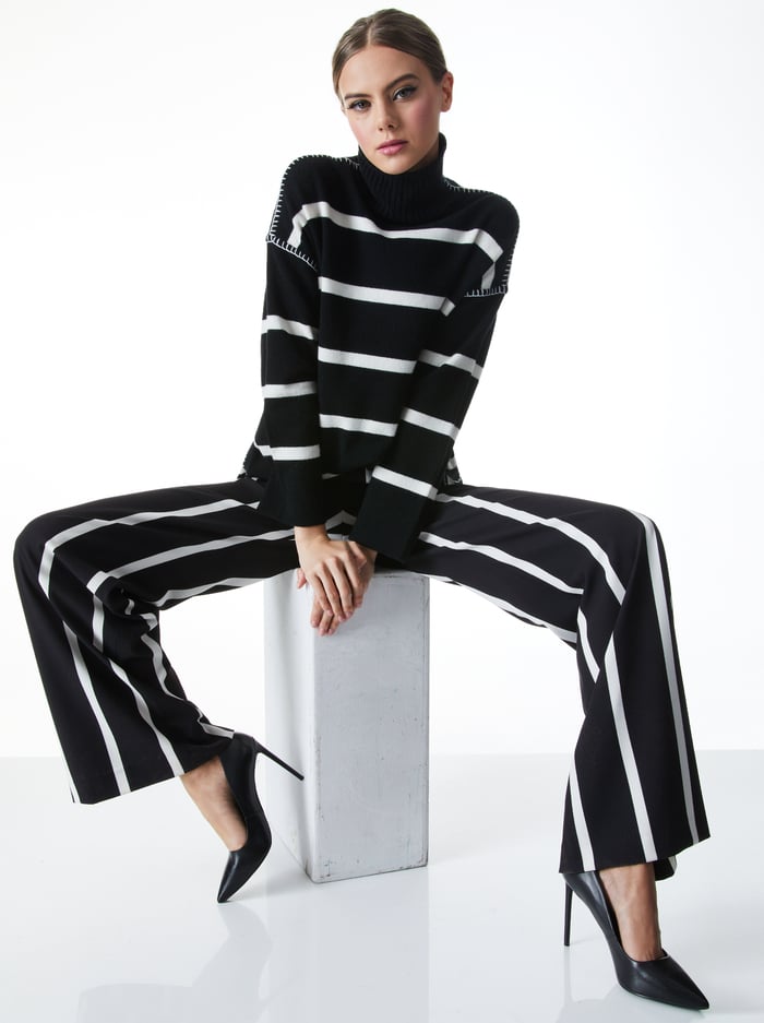 BOBBIE TUNIC SWEATER - BLACK/SOFT WHITE image 3 - Alice And Olivia