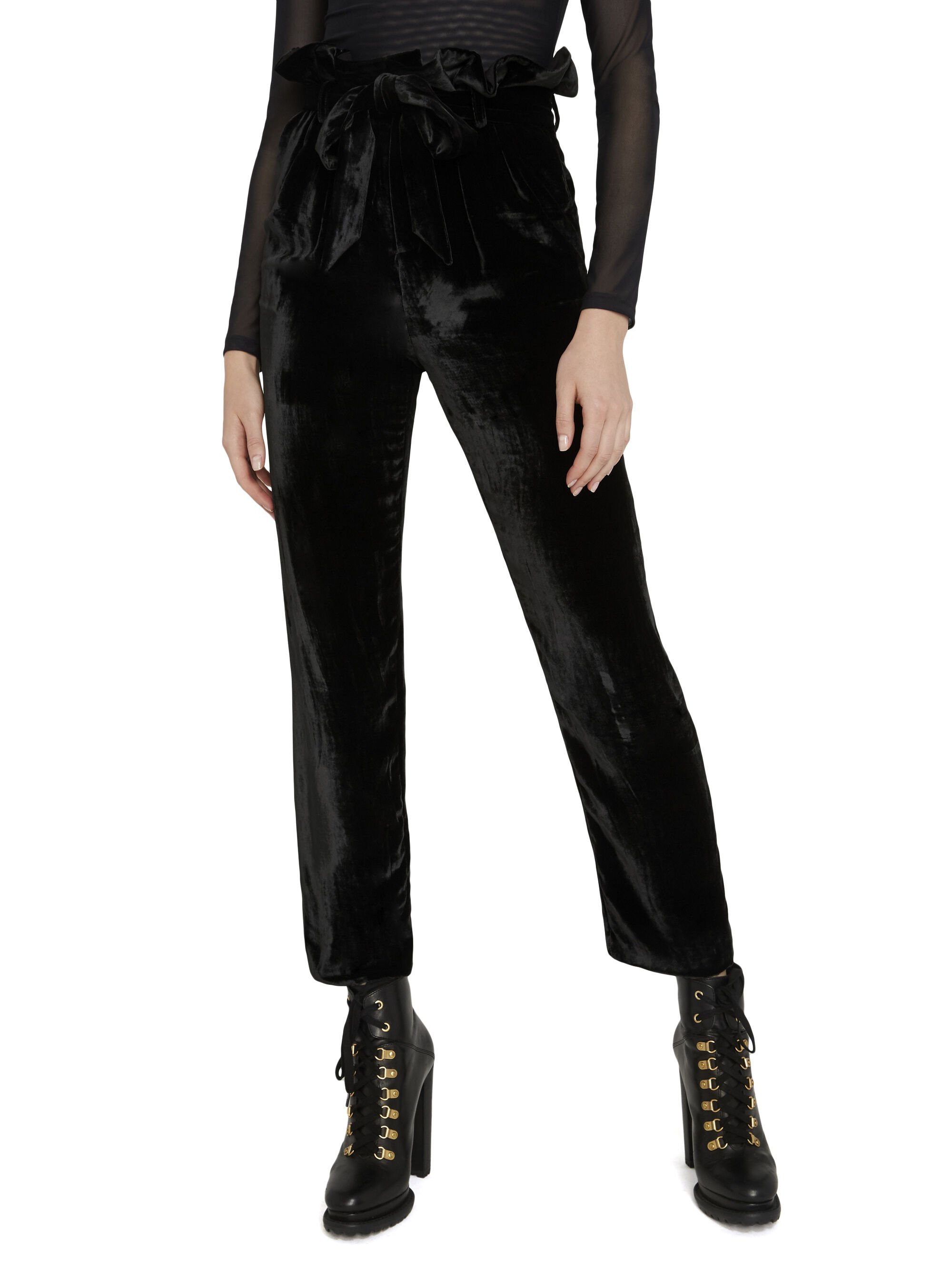 Velvet paper bag pants clearance