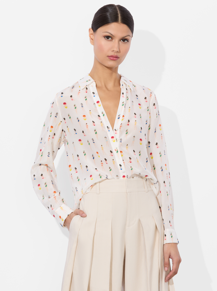 ELOISE BUTTON DOWN BLOUSE - BEACH CLUB - Alice And Olivia