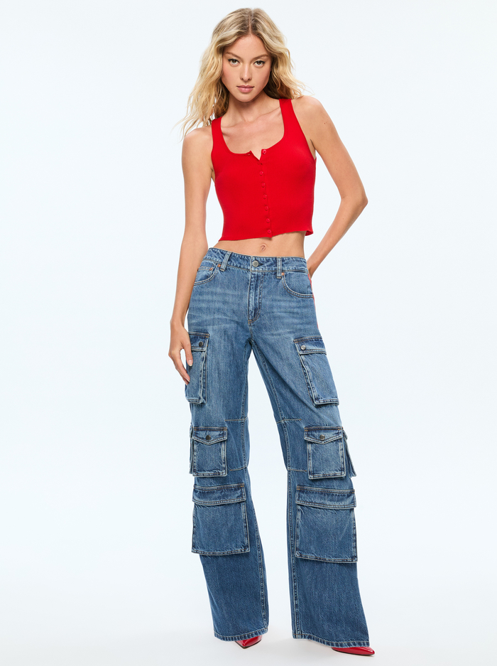 OLYMPIA JEAN - AVERY BLUE/BRIGHT RUBY image 4 - Alice And Olivia