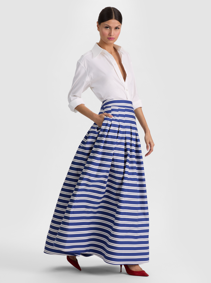 HANA MAXI SKIRT - METRO STRIPE TWILIGHT BLUE image 4 - ALICE + OLIVIA