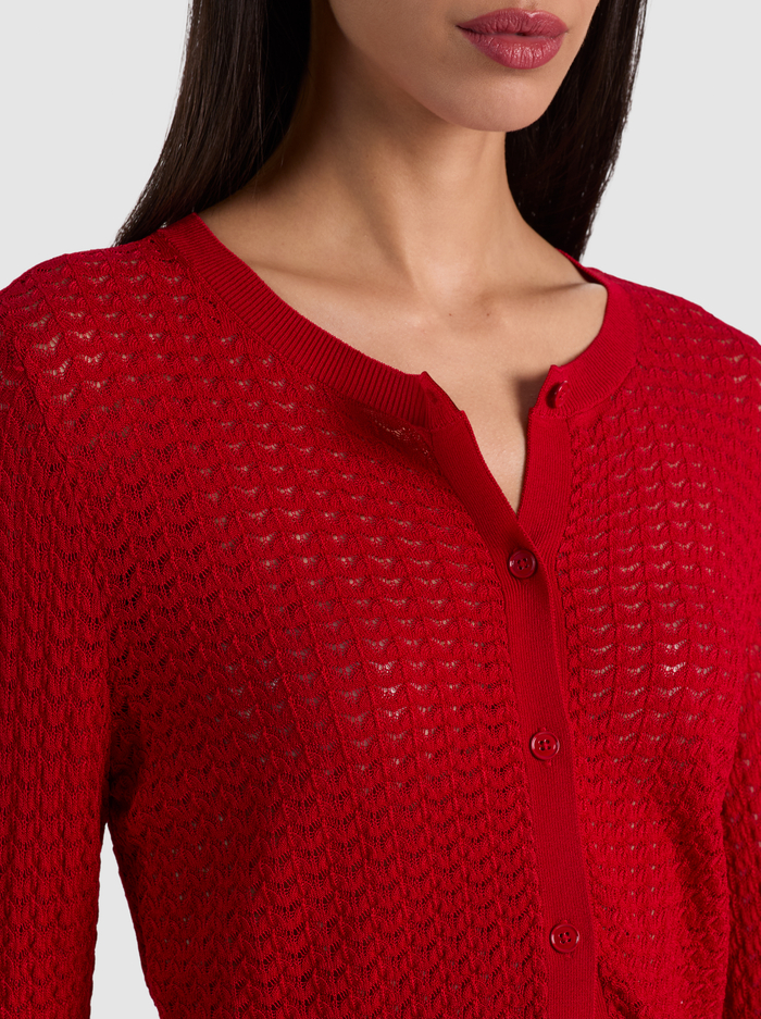 CARSON POINTELLE CARDIGAN - HIBISCUS image 4 - ALICE + OLIVIA