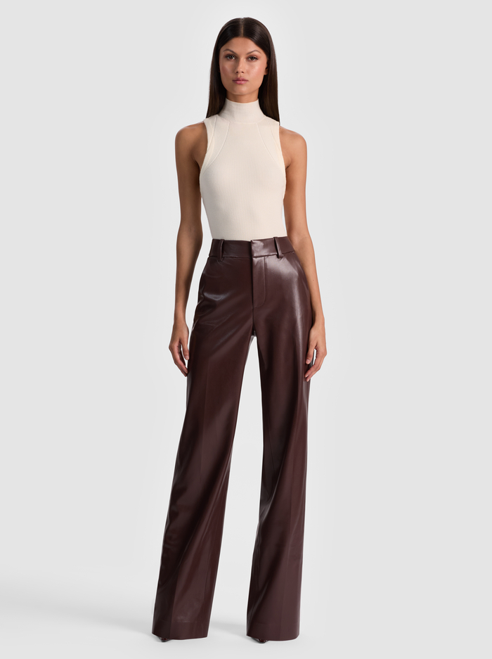 ALEXANDER VEGAN TROUSER - DARK CHOCOLATE image 1 - Alice And Olivia