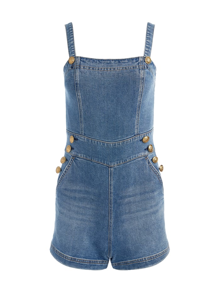 VITA DENIM ROMPER - LIVIA VINTAGE BLUE image 5 - Alice And Olivia