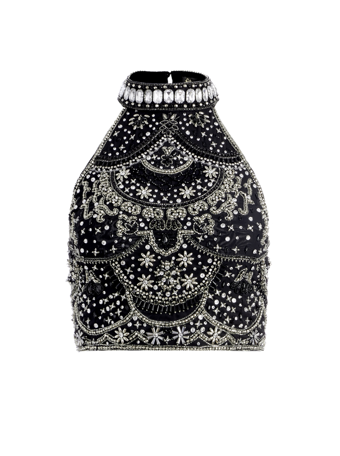GATZ EMBELLISHED TOP - BLACK/MULTI image 5 - Alice And Olivia
