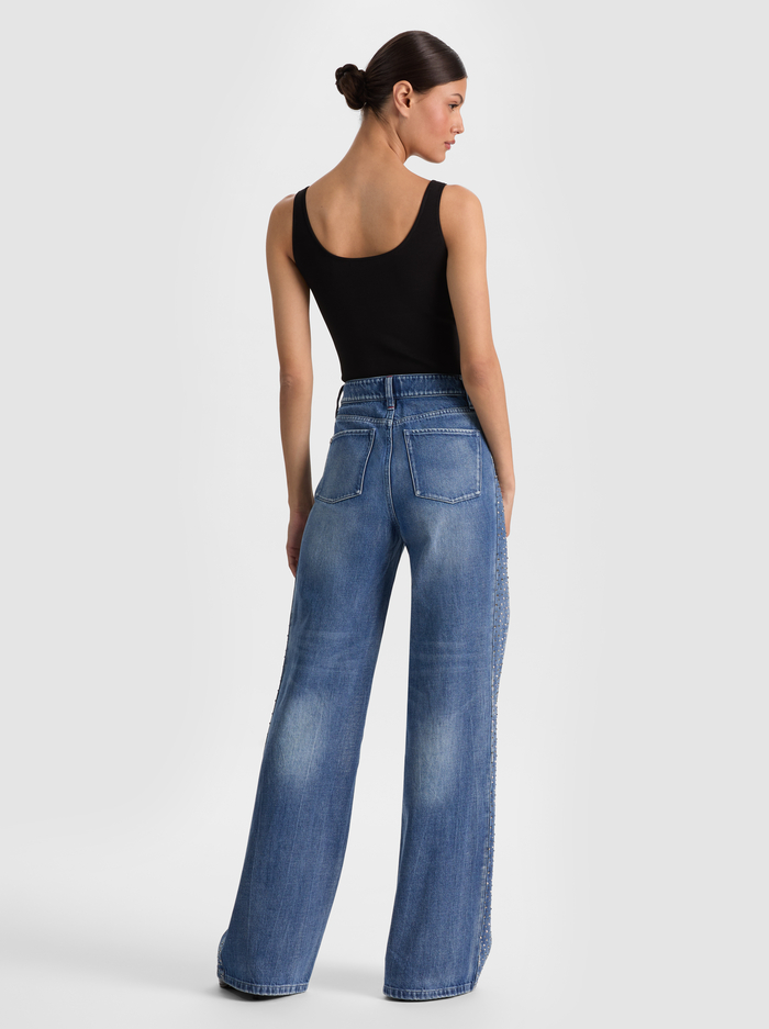 CHIC EMBELLISHED JEAN - BROOKLYN BLUE/HEMATITE image 2 - ALICE + OLIVIA