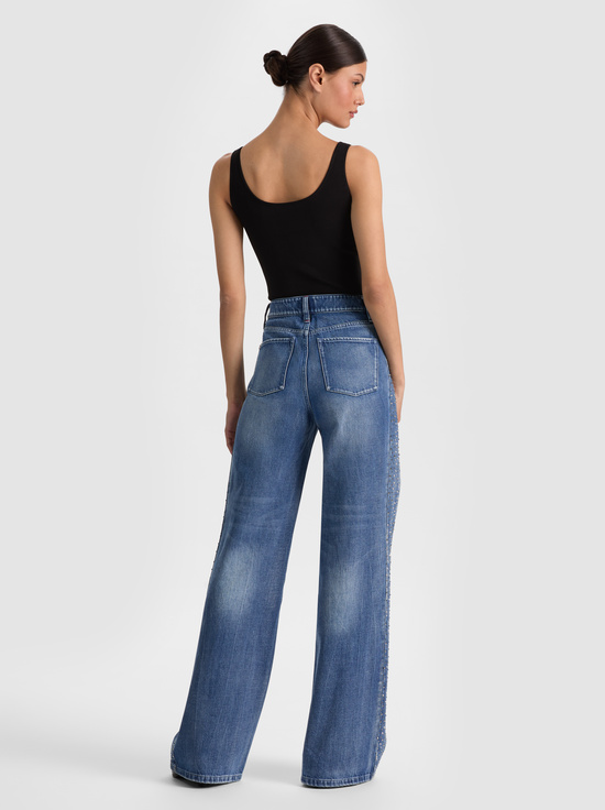 BROOKLYN BLUE/HEMATITE-CHIC EMBELLISHED JEAN