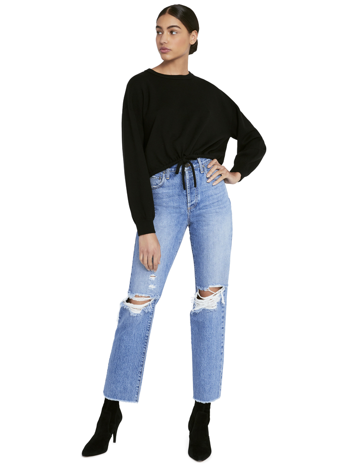 BERNETTA PULLOVER WITH DRAWSTRING - BLACK image 2 - ALICE + OLIVIA