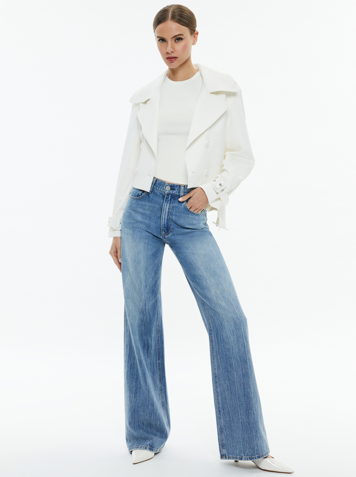 KEITH CROPPED TRENCH WITH BELT - OFF WHITE image 1 - Alice And Olivia