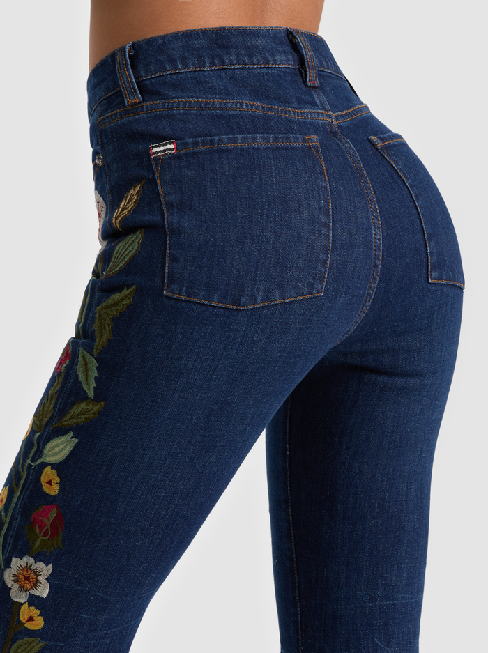 BEAUTIFUL EMBROIDERED JEAN - CATHERINE DARK MULTI image 4 - ALICE + OLIVIA