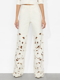 WEEZY EYELET JEAN - OFF WHITE