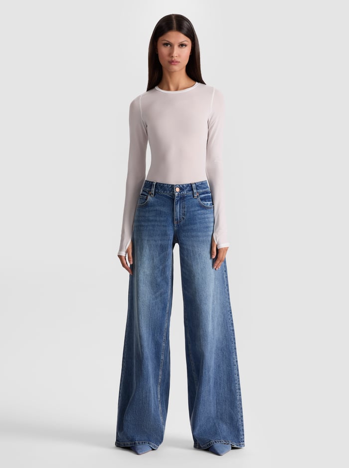 HOTTIE LONG SLEEVE BODYSUIT - OFF WHITE image 1 - Alice And Olivia