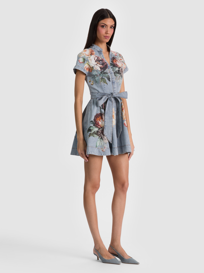 LUCY MINI DENIM SHIRT DRESS - SIERRA VINTAGE/MULTI image 4 - ALICE + OLIVIA