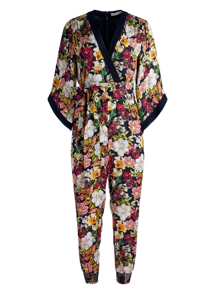 WALDA WRAP FRONT JUMPSUIT - JUNIPER FLORAL BLACK image 5 - Alice And Olivia
