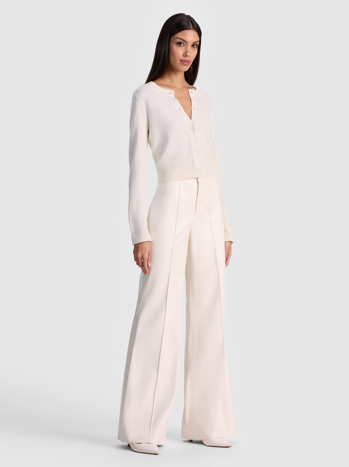 DOLLIE FAUX FUR CUFF CARDIGAN - SOFT WHITE image 4 - Alice And Olivia