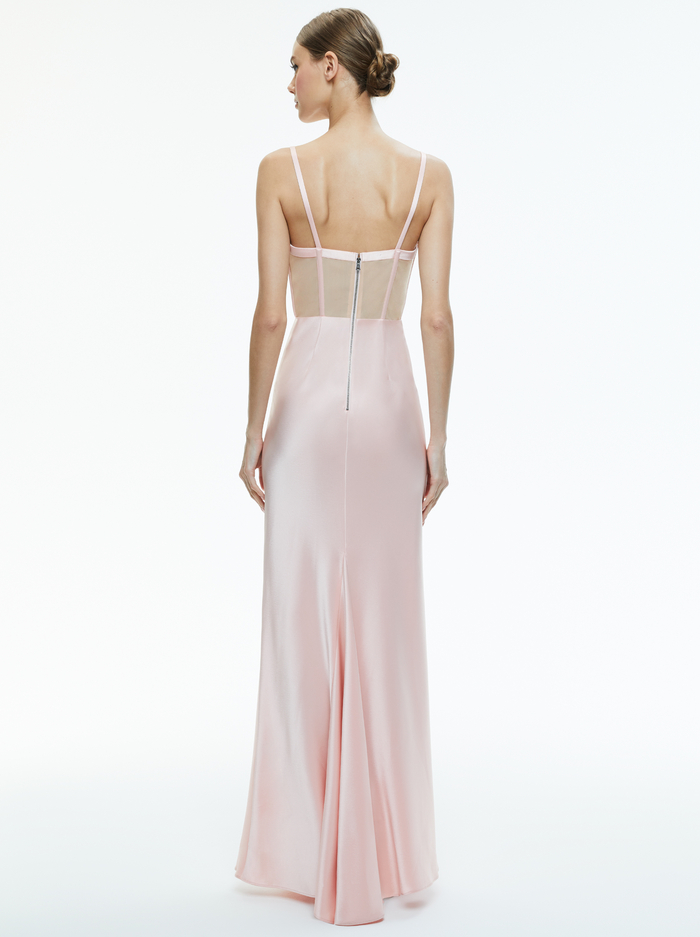 VALENTINA DRAPED CORSET MAXI DRESS - PINK LACE image 2 - Alice And Olivia