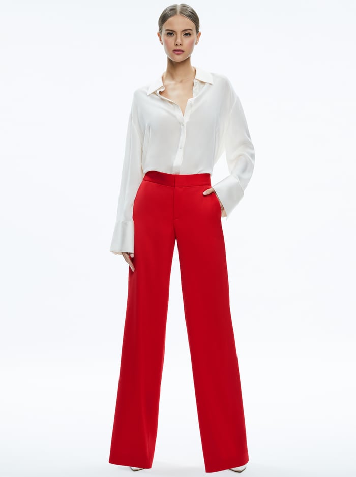 CALVIN WIDE LEG BAGGY TROUSER - BRIGHT RUBY image 2 - Alice And Olivia