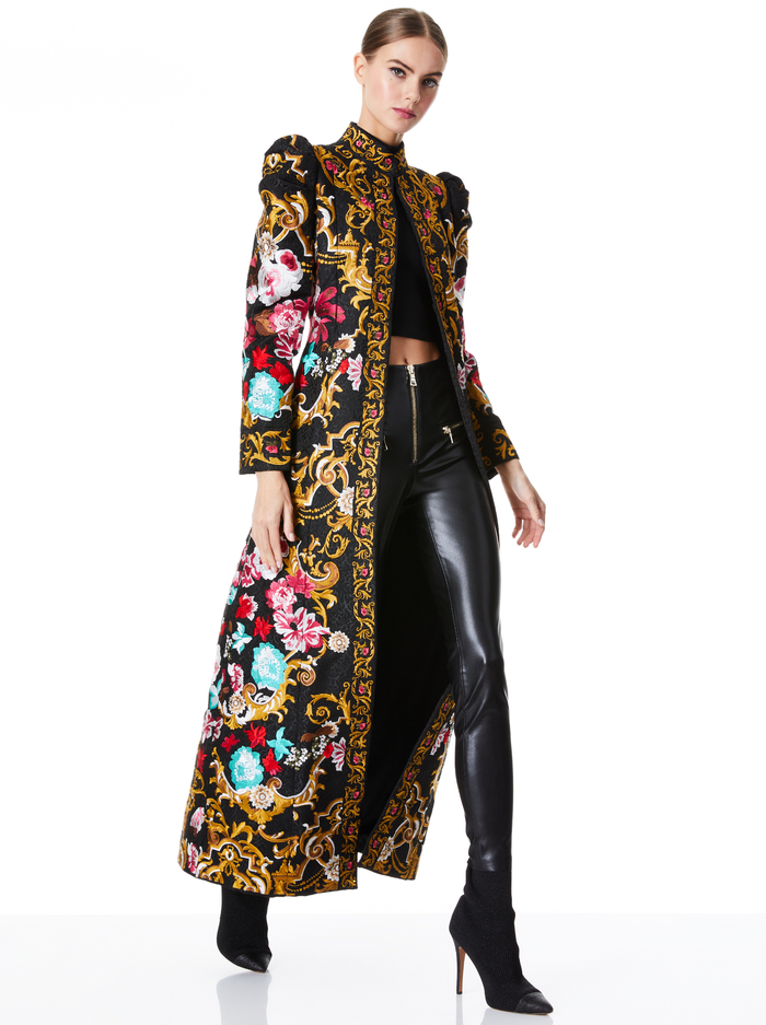THOMAS EMBROIDERED COAT - BLACK/MULTI image 4 - ALICE + OLIVIA