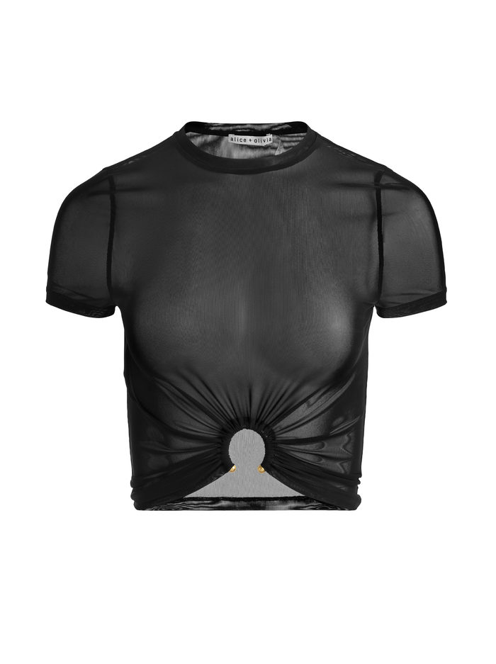 COURTNEY RUCHED FRONT TEE - BLACK image 5 - ALICE + OLIVIA