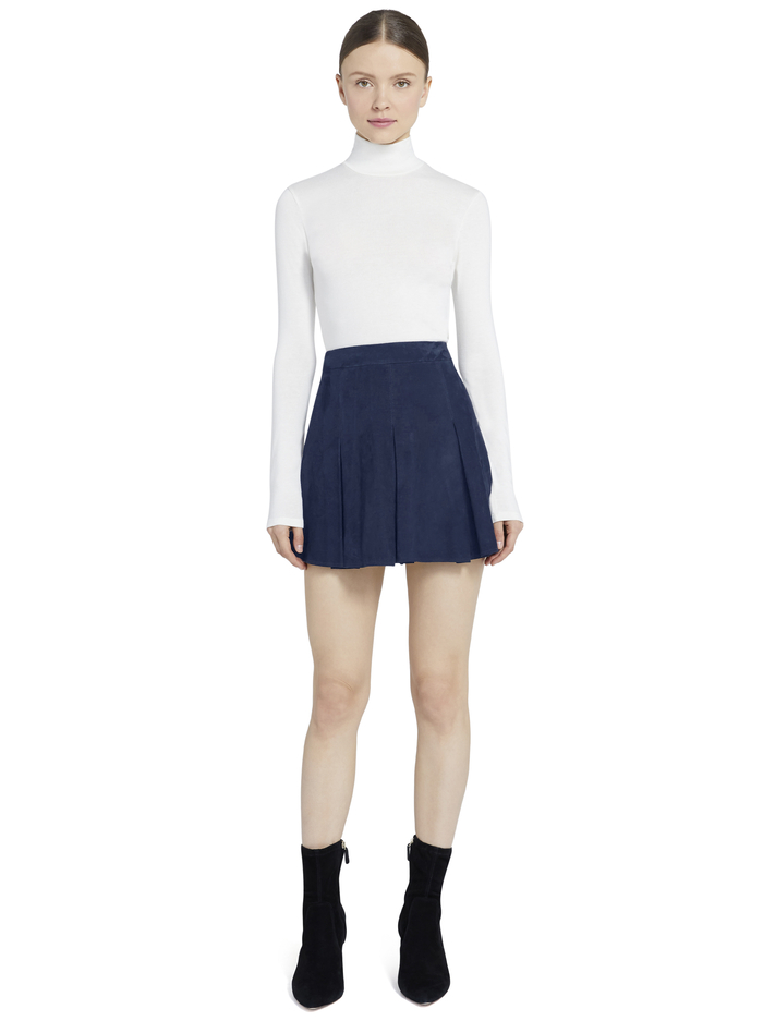 LEE SUEDE MINI SKIRT - NAVY image 2 - Alice And Olivia