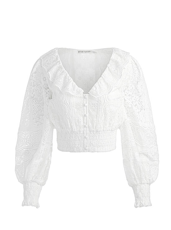 OFF WHITE-DOVE RUFFLED CROP TOP