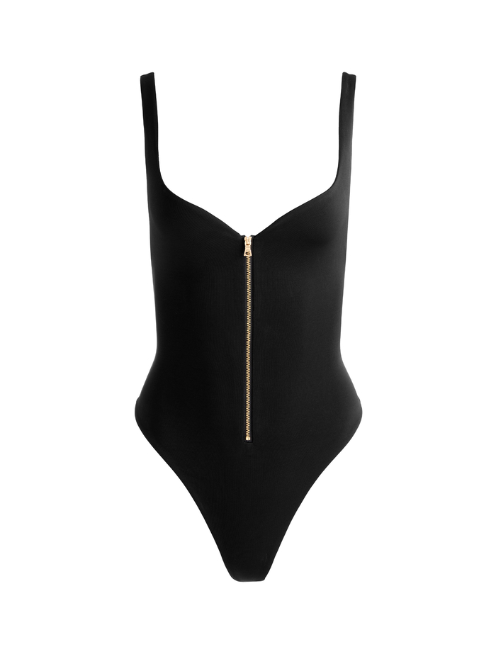 EVE ZIP FRONT BODYSUIT - BLACK image 5 - Alice And Olivia