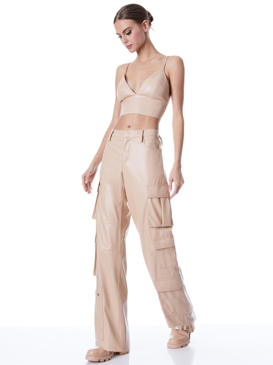 ALMOND-LUIS VEGAN LEATHER CARGO PANT