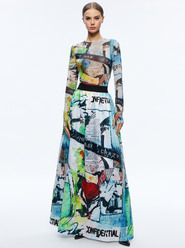 A+O X BASQUIAT TINA EMBELLISHED MAXI SKIRT - CONFIDENTIAL image 2 - Alice And Olivia