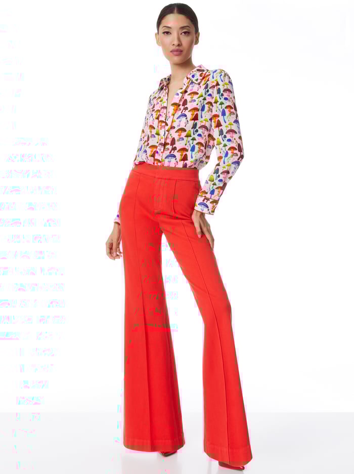 WILLA PIPED PLACKET TOP - MAGIC MUSHROOM image 2 - Alice And Olivia