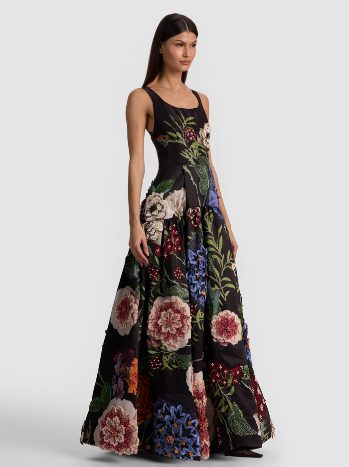MAXINE EMBELLISHED GOWN - MAGIC GARDEN BLACK image 3 - ALICE + OLIVIA