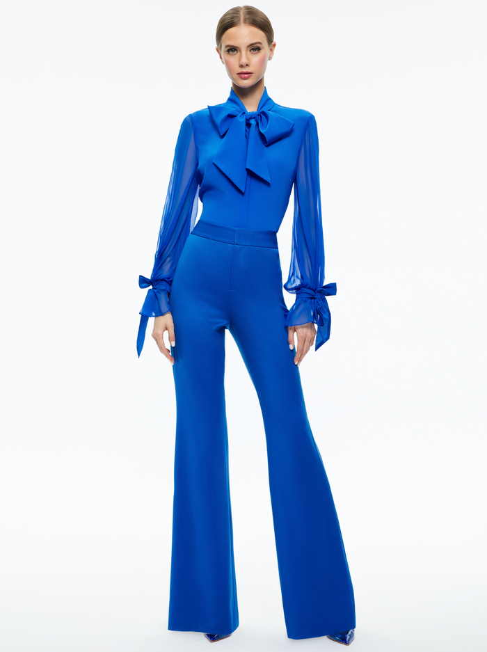 LLOYD TIE NECK TOP - SAPPHIRE image 2 - Alice And Olivia
