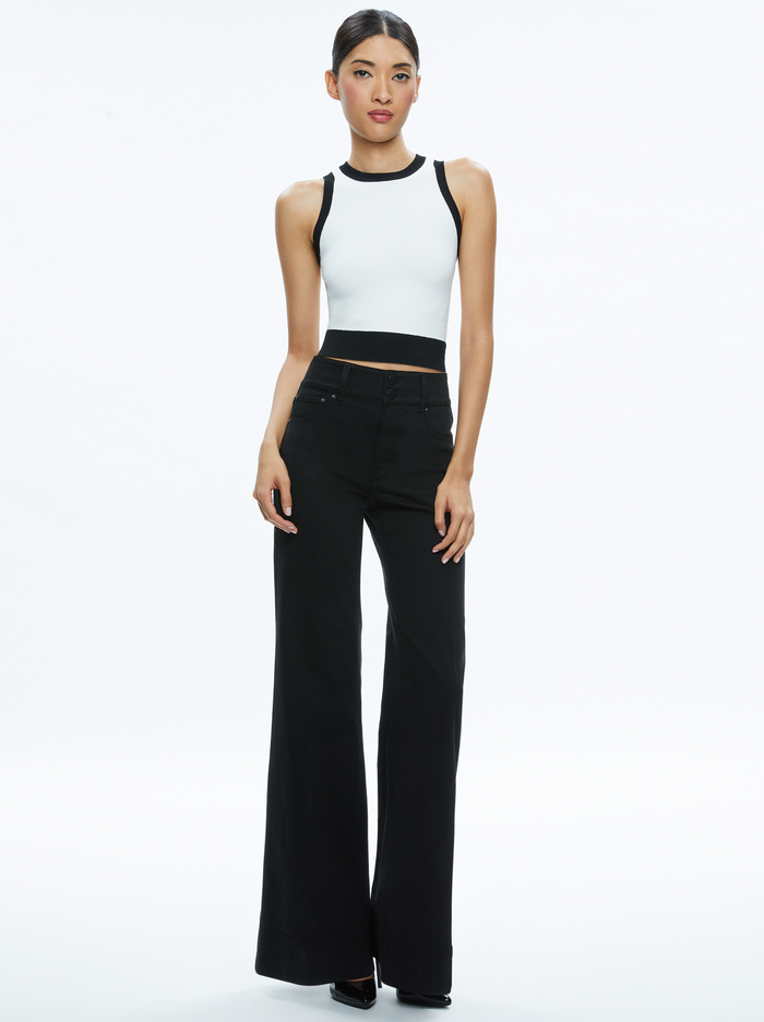 BOYD CREWNECK TANK - SOFT WHITE/BLACK image 4 - Alice And Olivia