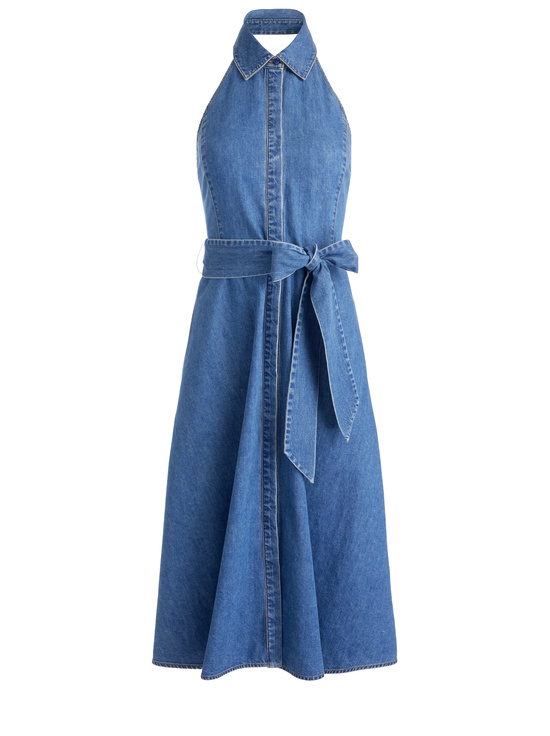 MEDIUM INDIGO CHAMBRAY-CHASSIDY CHAMBRAY MIDI DRESS