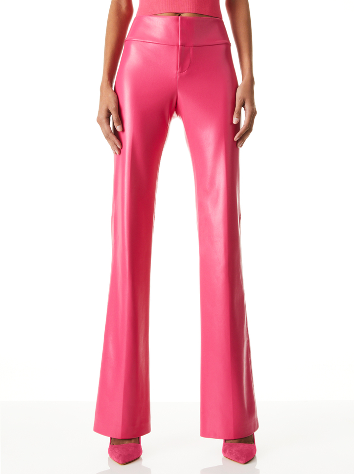 OLIVIA VEGAN LEATHER BOOTCUT PANT - WILD PINK - Alice And Olivia