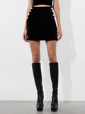 DONALD VELVET MINI SKIRT - BLACK