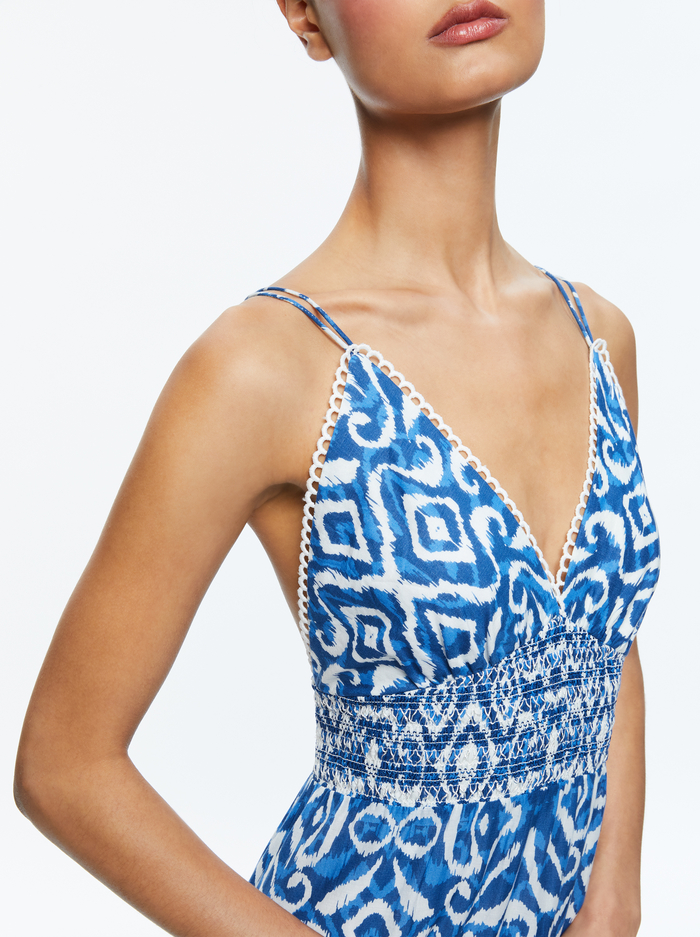 IMOGENE TIERED MAXI DRESS - ARTISAN IKAT FRENCH BLUE image 3 - Alice And Olivia