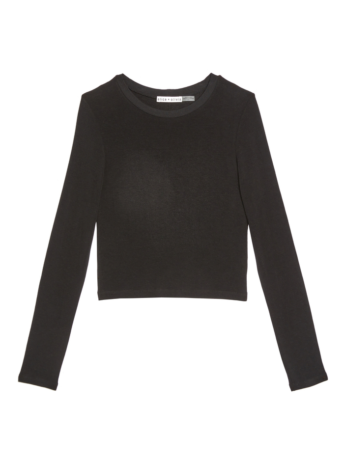 JAYLENE LONG SLEEVE CROP TOP - BLACK image 5 - Alice And Olivia