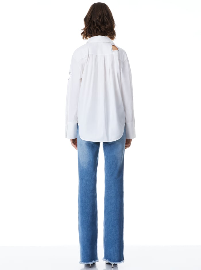 FINELY HEART EMBELLISHED BUTTON DOWN - ECRU image 1 - Alice And Olivia