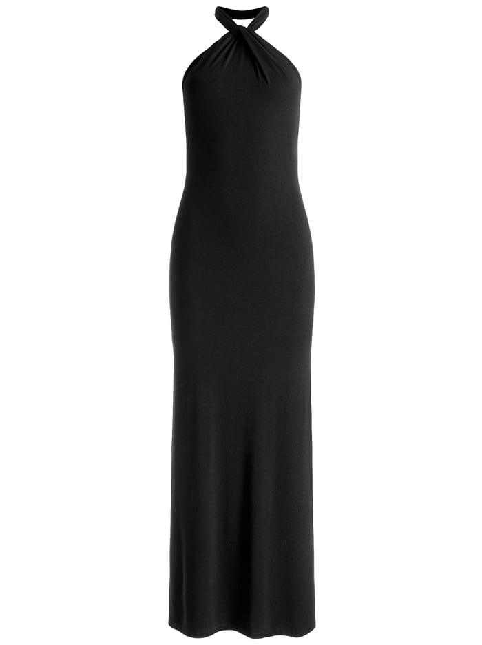 AMAYA HALTER NECK HIGH SLIT DRESS - BLACK image 5 - Alice And Olivia