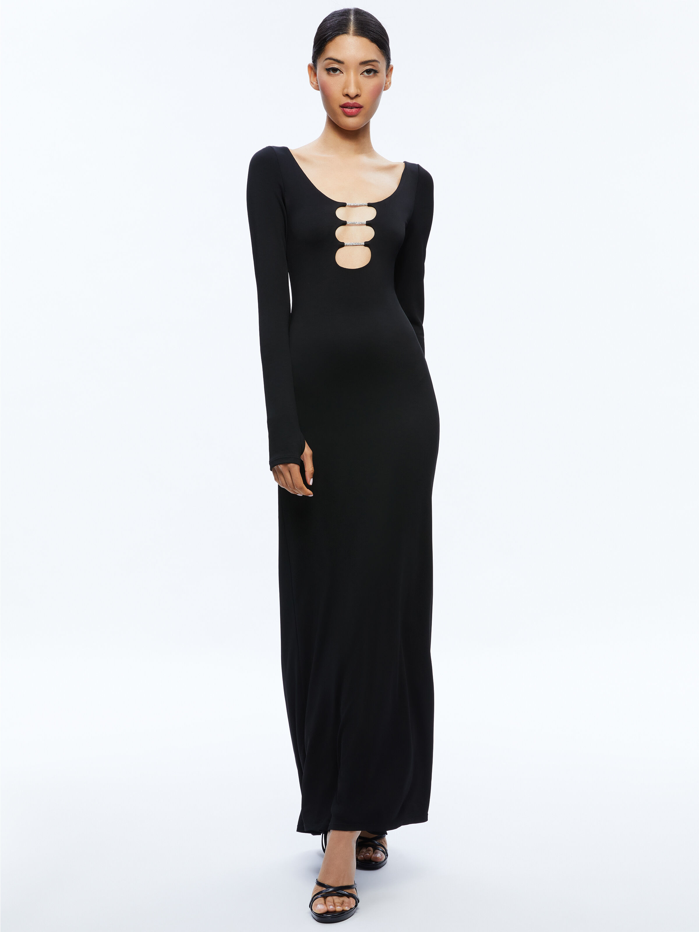Kalena Scoop Neck Cutout Maxi Dress In Black Alice Olivia