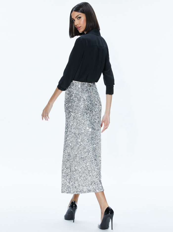 MAEVE SEQUIN SLIP SKIRT - CHAMPAGNE/SILVER image 1 - Alice And Olivia