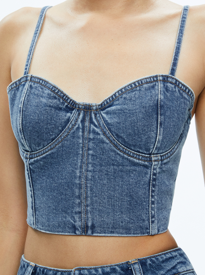 NATACHA SPAGHETTI STRAP BUSTIER - BROOKLYN BLUE image 3 - Alice And Olivia