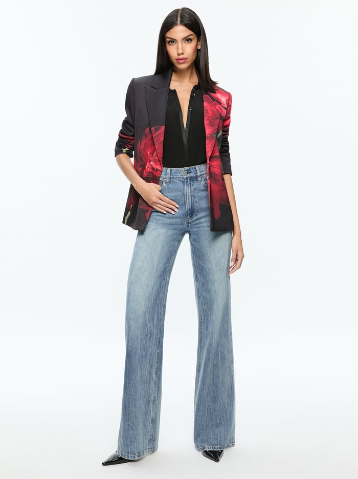 SILAS BLAZER - PEONY PETALS BRIGHT RUBY image 4 - Alice And Olivia