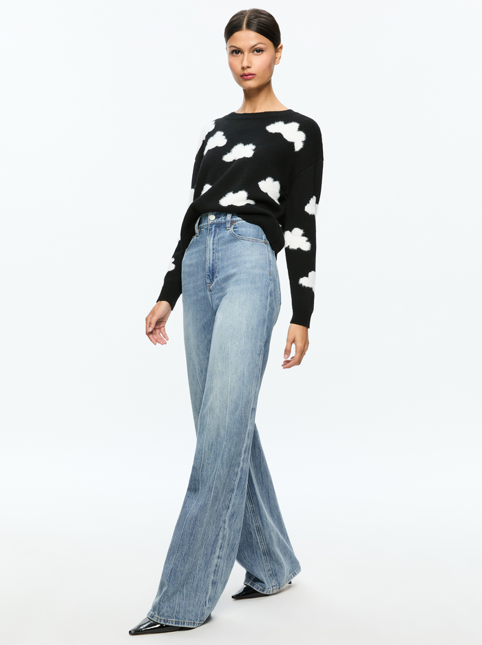 GLEESON PULLOVER - BLACK/SOFT WHITE image 2 - Alice And Olivia