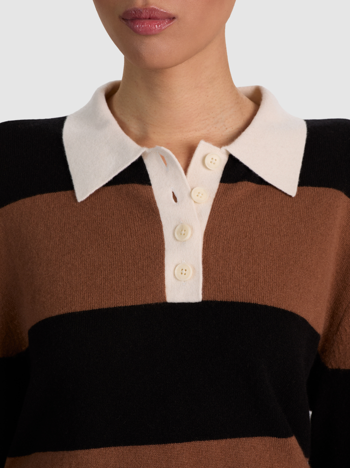 TILLIE CASHMERE POLO - BLACK/CAMEL image 3 - ALICE + OLIVIA
